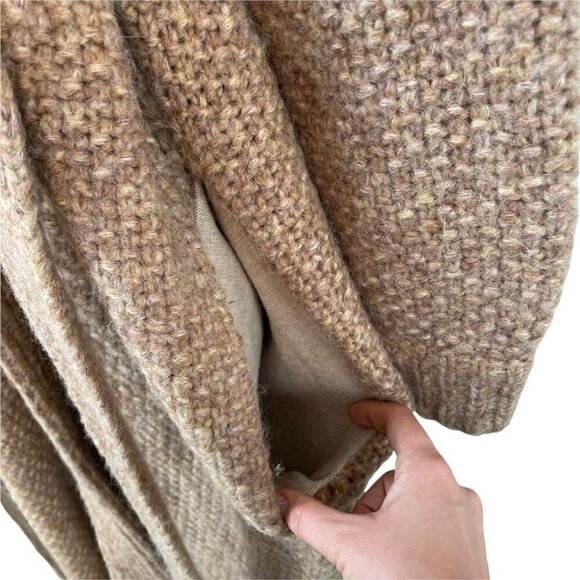 Lunya Chunky Knit Wool Open Belted Robe Deep Pockets Delicate Tan Size L/XL - Picture 8 of 12